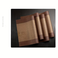 6pcs Placemats, Chinese Style Erasable Oil-proof Apron, 44.96x29.97cm PVC Non-Slip Heat Resistant Table Mats, Washable Oil-Proof Luxury Dining Plate Mats, For Home Dinning Room And Restaurant, Kitchen Supplies