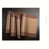 6pcs Placemats, Chinese Style Erasable Oil-proof Apron, 44.96x29.97cm PVC Non-Slip Heat Resistant Table Mats, Washable Oil-Proof Luxury Dining Plate Mats, For Home Dinning Room And Restaurant, Kitchen Supplies