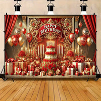 Luxurious Red Golden Celebration Polyester. 243.84x182.88cm