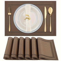 6pcs Anti-slip PVC Heat-resistant Table Mats 33.02cm x 90.93cm Double Frame Series Hotel Insulation Table Mats Restaurant Holiday Decoration Tablecloth