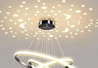1pc Modern Multi-Ring LED Starry Sky Ceiling Pendant Light, Dimmable Acrylic Lamp with Switch Control, Semi-Flush Mount, Hardwired 110V-240V, Includes Installation Hardware - Luxurious Chandelier for Living Room, Dining, Bedr