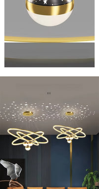 1pc Modern Multi-Ring LED Starry Sky Ceiling Pendant Light, Dimmable Acrylic Lamp with Switch Control, Semi-Flush Mount, Hardwired 110V-240V, Includes Installation Hardware - Luxurious Chandelier for Living Room, Dining, Bedr