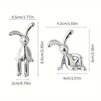 Set Of 2 Nordic Style Creative Rabbit Ornaments, Silver-Plated Rabbit Statue Desktop Decoration, Creative Desktop Craft, A Gift For A Friend