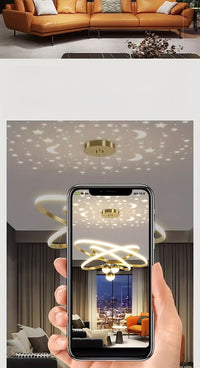 1pc Modern Multi-Ring LED Starry Sky Ceiling Pendant Light, Dimmable Acrylic Lamp with Switch Control, Semi-Flush Mount, Hardwired 110V-240V, Includes Installation Hardware - Luxurious Chandelier for Living Room, Dining, Bedr