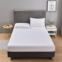 3pcs Solid Fitted Sheet Set with 2 Pillowcases (No Pillow Insert) Skin-friendly Soft Breathable Bedding Ultra Soft Wrinkle-free Fitted Sheet for Bedroom Guest Room Machine Washable