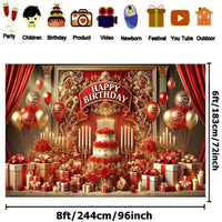 Luxurious Red Golden Celebration Polyester. 243.84x182.88cm