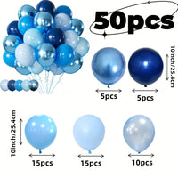 Blue Latex Balloons - Deep Sky & Metallic Blue Mix - 50pcs