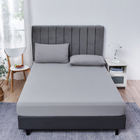3pcs Solid Fitted Sheet Set with 2 Pillowcases (No Pillow Insert) Skin-friendly Soft Breathable Bedding Ultra Soft Wrinkle-free Fitted Sheet for Bedroom Guest Room Machine Washable