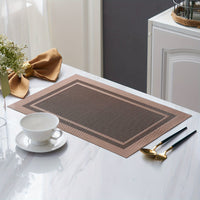 6pcs Anti-slip PVC Heat-resistant Table Mats 33.02cm x 90.93cm Double Frame Series Hotel Insulation Table Mats Restaurant Holiday Decoration Tablecloth