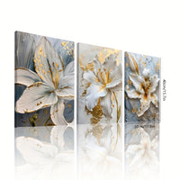 Scandinavian Floral Wall Art Set - Modern Abstract Canvas Prints - 3pcs