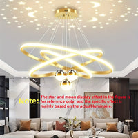 1pc Modern Multi-Ring LED Starry Sky Ceiling Pendant Light, Dimmable Acrylic Lamp with Switch Control, Semi-Flush Mount, Hardwired 110V-240V, Includes Installation Hardware - Luxurious Chandelier for Living Room, Dining, Bedr