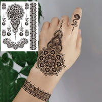 STARTTOOS Black Lace Floral Temporary Tattoo Stickers - Waterproof, Realistic Finger & Wrist Designs for a Chic Look