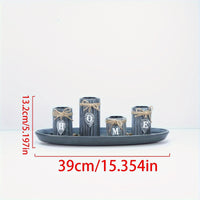 Rustic Wooden Candle Holder Set - Polished Finish