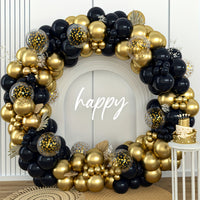140pcs Black and Golden Latex Balloon Garland Arch Kit