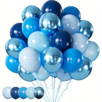 Blue Latex Balloons - Deep Sky & Metallic Blue Mix - 50pcs