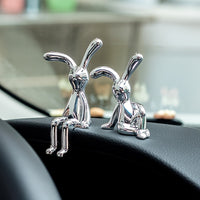 Set Of 2 Nordic Style Creative Rabbit Ornaments, Silver-Plated Rabbit Statue Desktop Decoration, Creative Desktop Craft, A Gift For A Friend