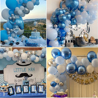 Blue Latex Balloons - Deep Sky & Metallic Blue Mix - 50pcs