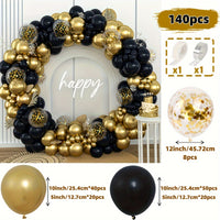 140pcs Black and Golden Latex Balloon Garland Arch Kit