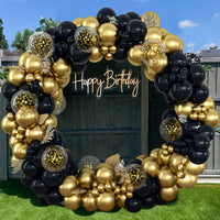 140pcs Black and Golden Latex Balloon Garland Arch Kit