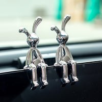 Set Of 2 Nordic Style Creative Rabbit Ornaments, Silver-Plated Rabbit Statue Desktop Decoration, Creative Desktop Craft, A Gift For A Friend