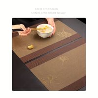 6pcs Placemats, Chinese Style Erasable Oil-proof Apron, 44.96x29.97cm PVC Non-Slip Heat Resistant Table Mats, Washable Oil-Proof Luxury Dining Plate Mats, For Home Dinning Room And Restaurant, Kitchen Supplies
