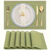 6pcs Anti-slip PVC Heat-resistant Table Mats 33.02cm x 90.93cm Double Frame Series Hotel Insulation Table Mats Restaurant Holiday Decoration Tablecloth