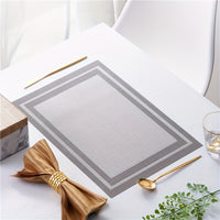 6pcs Anti-slip PVC Heat-resistant Table Mats 33.02cm x 90.93cm Double Frame Series Hotel Insulation Table Mats Restaurant Holiday Decoration Tablecloth