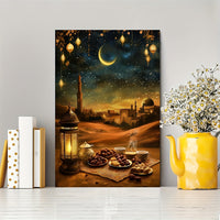Canvas Art with a Wooden Frame, Showcasing a Digital Illustration of Ramadan