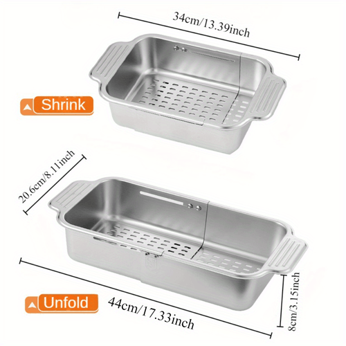 Stainless Steel Telescopic Over-the-Sink Colander Basket