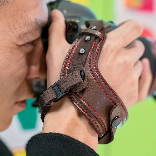 PU Leather Camera Wrist Strap, Quick Release DSLR Hand Grip, Anti-Drop Mirrorless Camera Wrist Belt