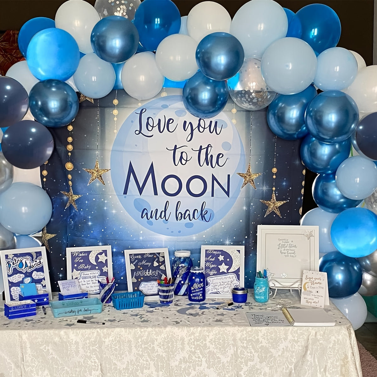 Blue Latex Balloons - Deep Sky & Metallic Blue Mix - 50pcs