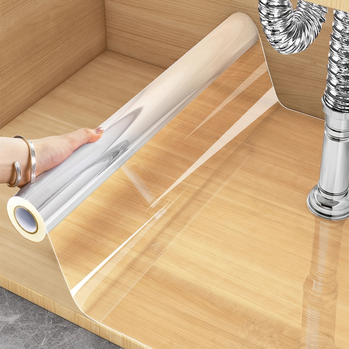 Self-Adhesive Clear Vinyl Wallpaper, Heat Resistant, Removable Contact Paper for Kitchen Countertops, Cupboard Doors & Home Decor