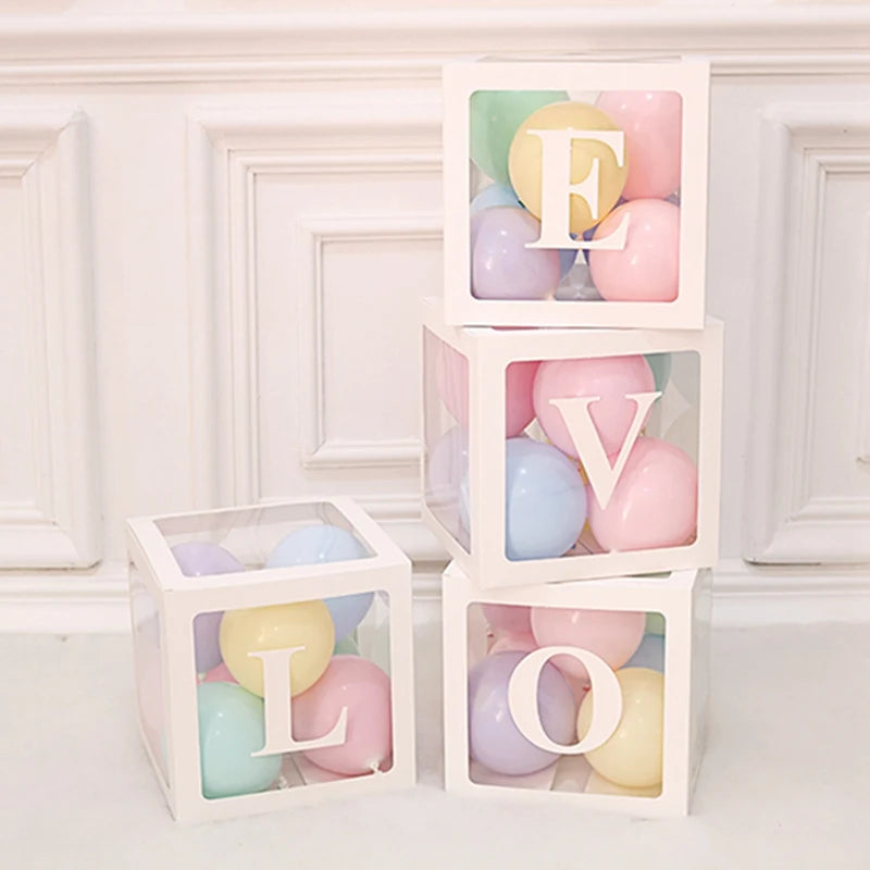 Baby Shower Decoration Boy Girl Transparent Balloon Box Letter Frist 1st Birthday Wedding Party Gender Reveal Baptism Decoration