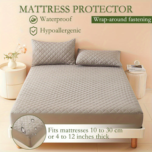 1pc Waterproof Quilted Fitted Sheet, Non-Slip Dustproof Mattress Protector, Soft and Breathable, Silent Design, Suitable for Hotels, Dormitories, Bedrooms, Guest Rooms (Pillowcase Not Included)