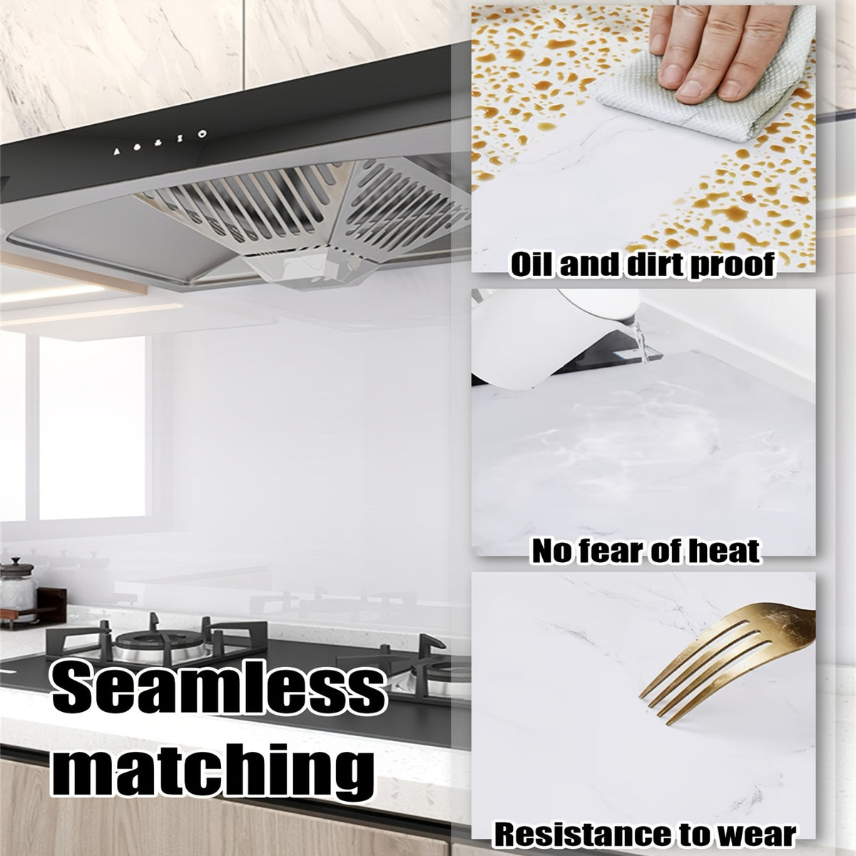 Self-Adhesive Clear Vinyl Wallpaper, Heat Resistant, Removable Contact Paper for Kitchen Countertops, Cupboard Doors & Home Decor