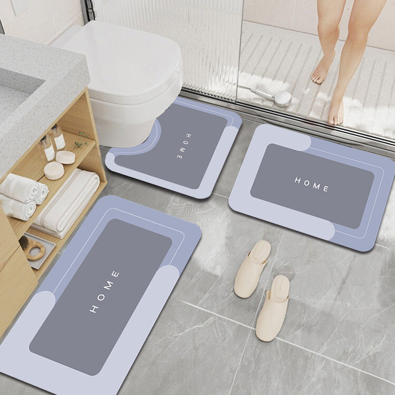 3pcs Diatomite Bathroom Rugs Set, Non-Slip, 100% Polyester & Diatom, 1000gsm, 0.25cm Thick, Rectangular Bath Mats for Kitchen, Entryway, Home Decor - All-Season Use